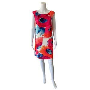 Trina Turk White/Orange/Blue Floral Pre-Owned Ladies Dress - Size 12